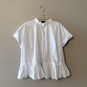 Eloqui White Peplum Blouse Sz 22